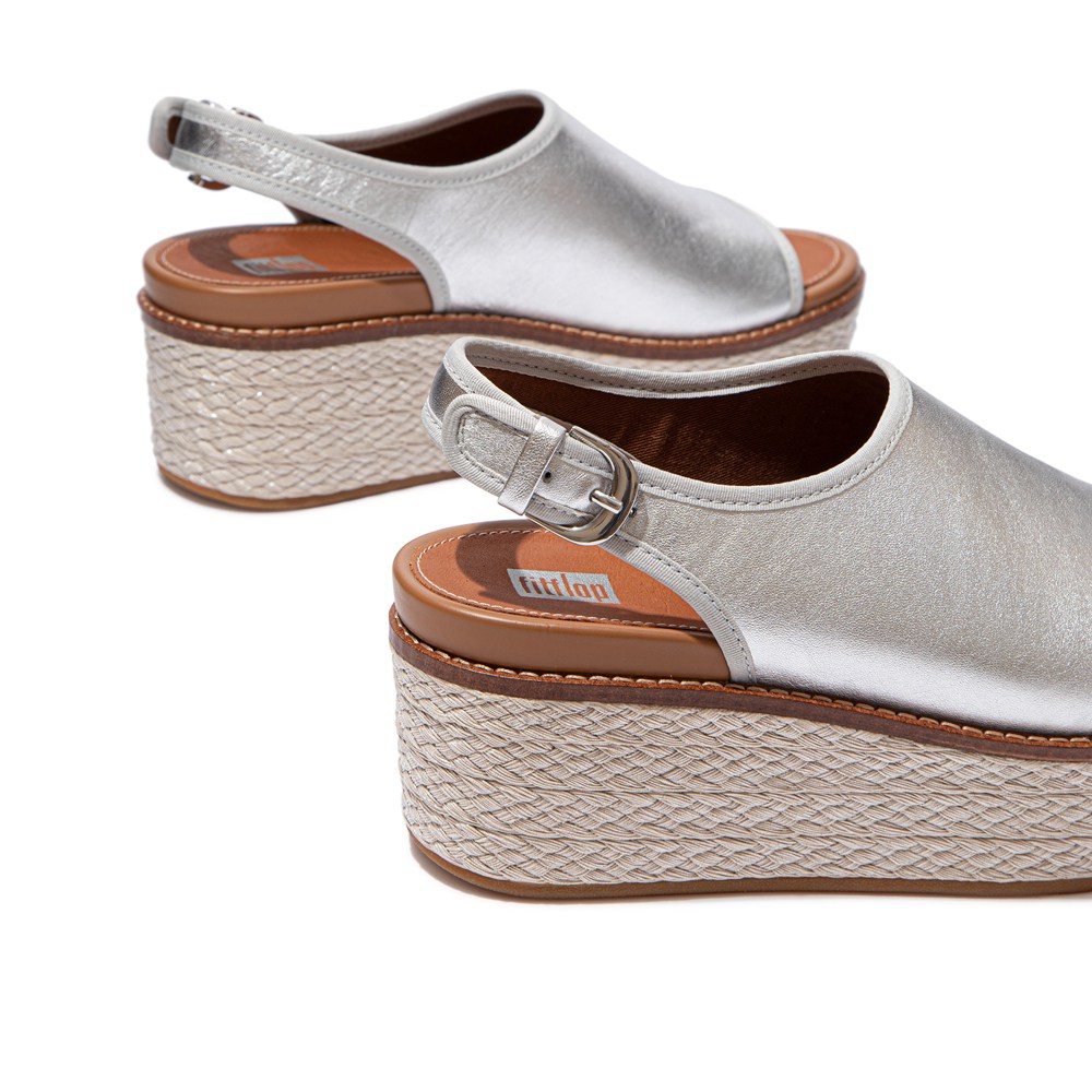 Fitflop Womens Wedge - Eloise Mixed-metallics Back-strap - Silver - 045-QLNRED